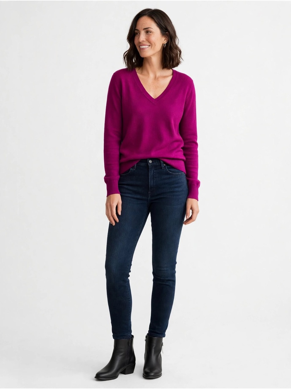 Banana Republic Magenta V-Neck Sweater